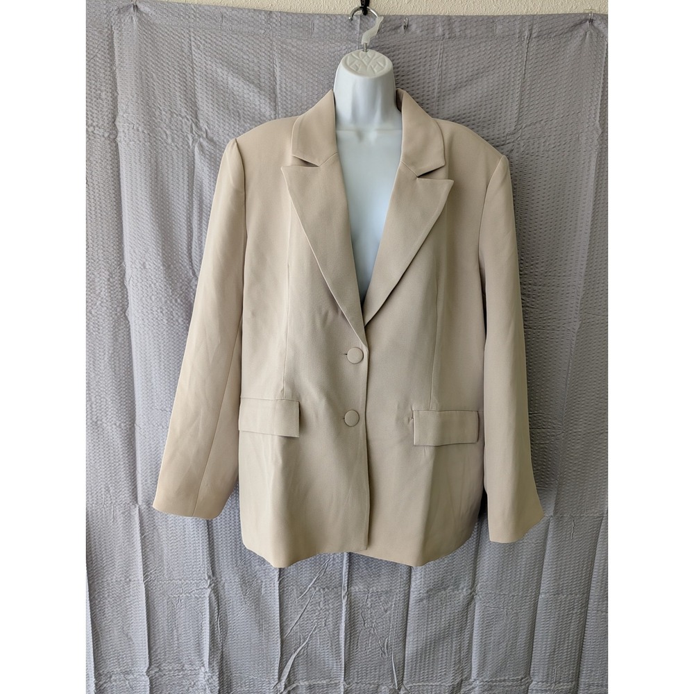 Good American Womens Beige Lined Two Button Blazer Jacket Size 3/4